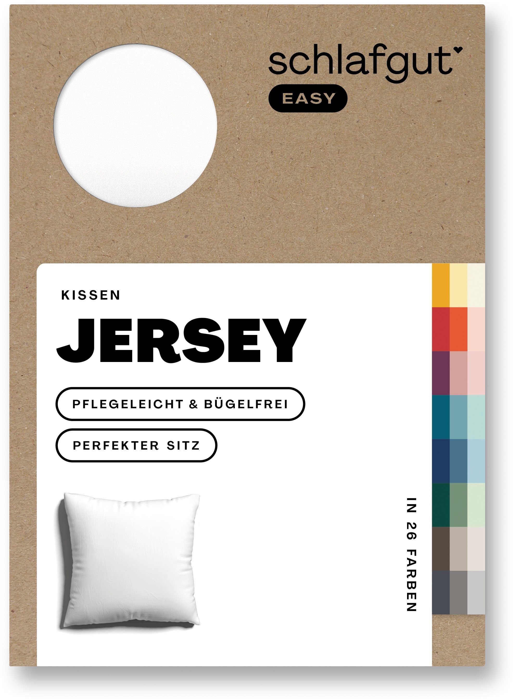 Schlafgut Kissenbezug EASY JERSEY Kissenhülle 100% Baumwolle, weicher Edel-Jersey, bügelfrei, (1 Stück), mit farblich angepasstem Reißverschluss, pflegeleicht, formstabil