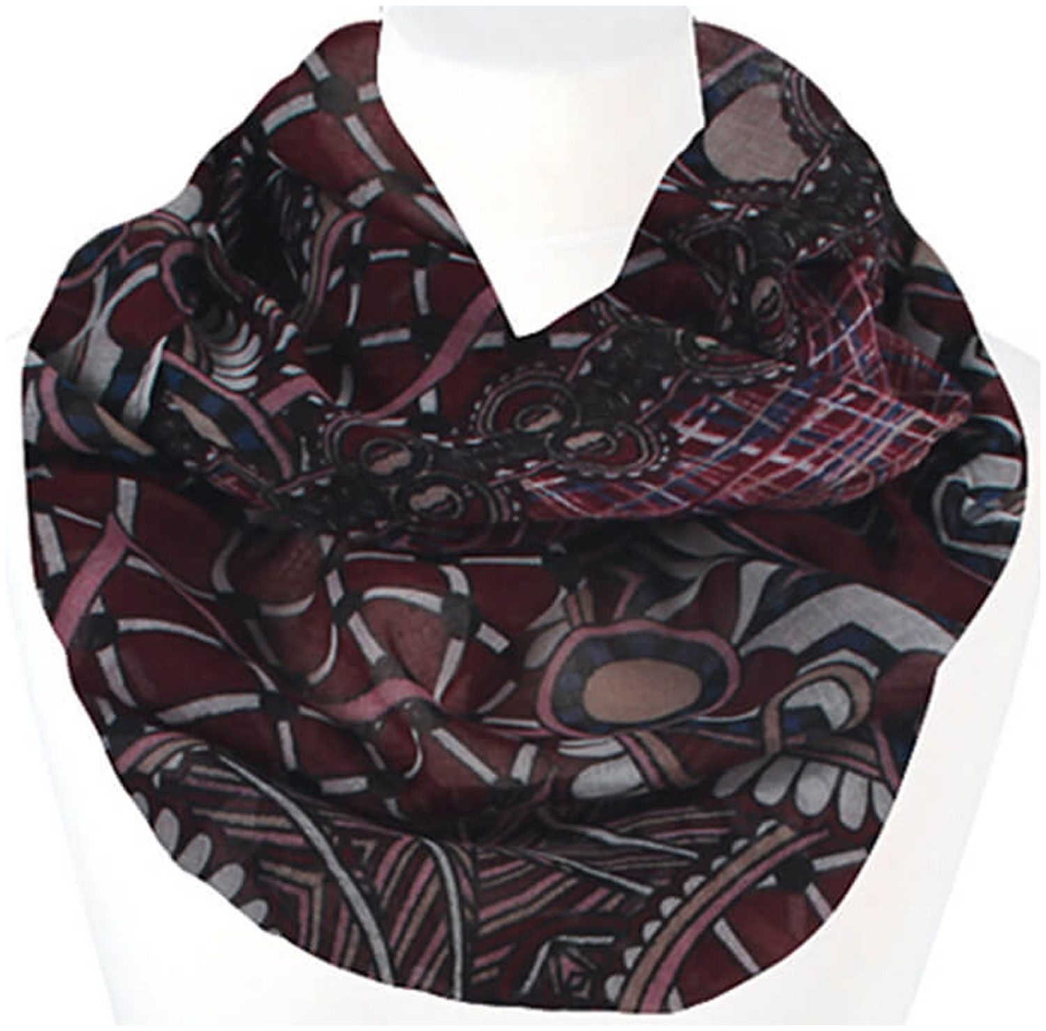chic4home Loop Trend Twist, (1-St. 1-teilig), Damen Loop-Schal Schlauchschal Karo-Paisley Muster