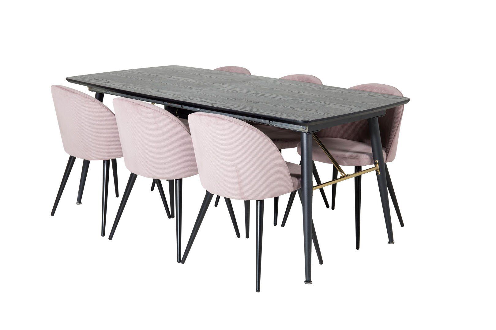 ebuy24 Essgruppe Gold Essgruppe Esstisch ausziehbarer Tisch Lä, (7-tlg) schwarz;pink;schwarz