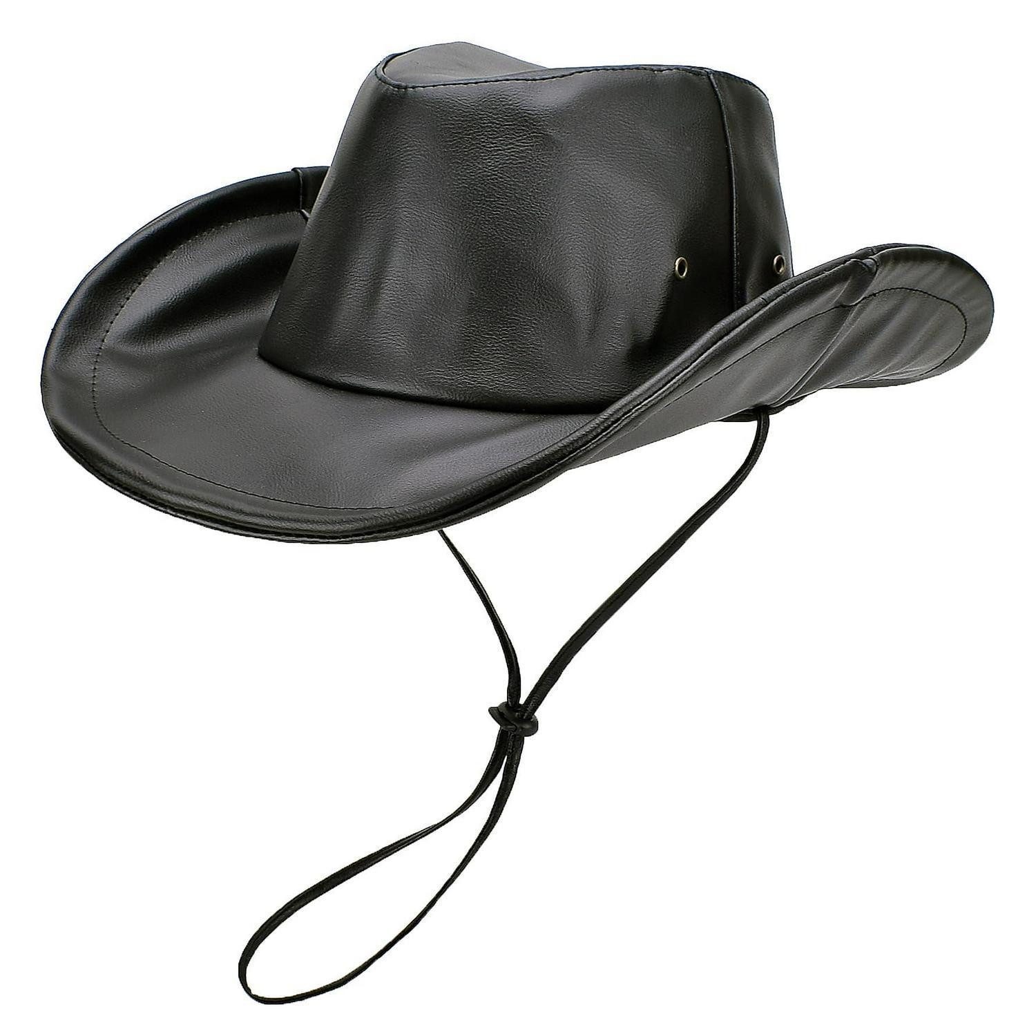 LuxusKollektion Cowboyhut Cowboyhut Leder Damen Herren Western Krempe UPF50 Schwarz