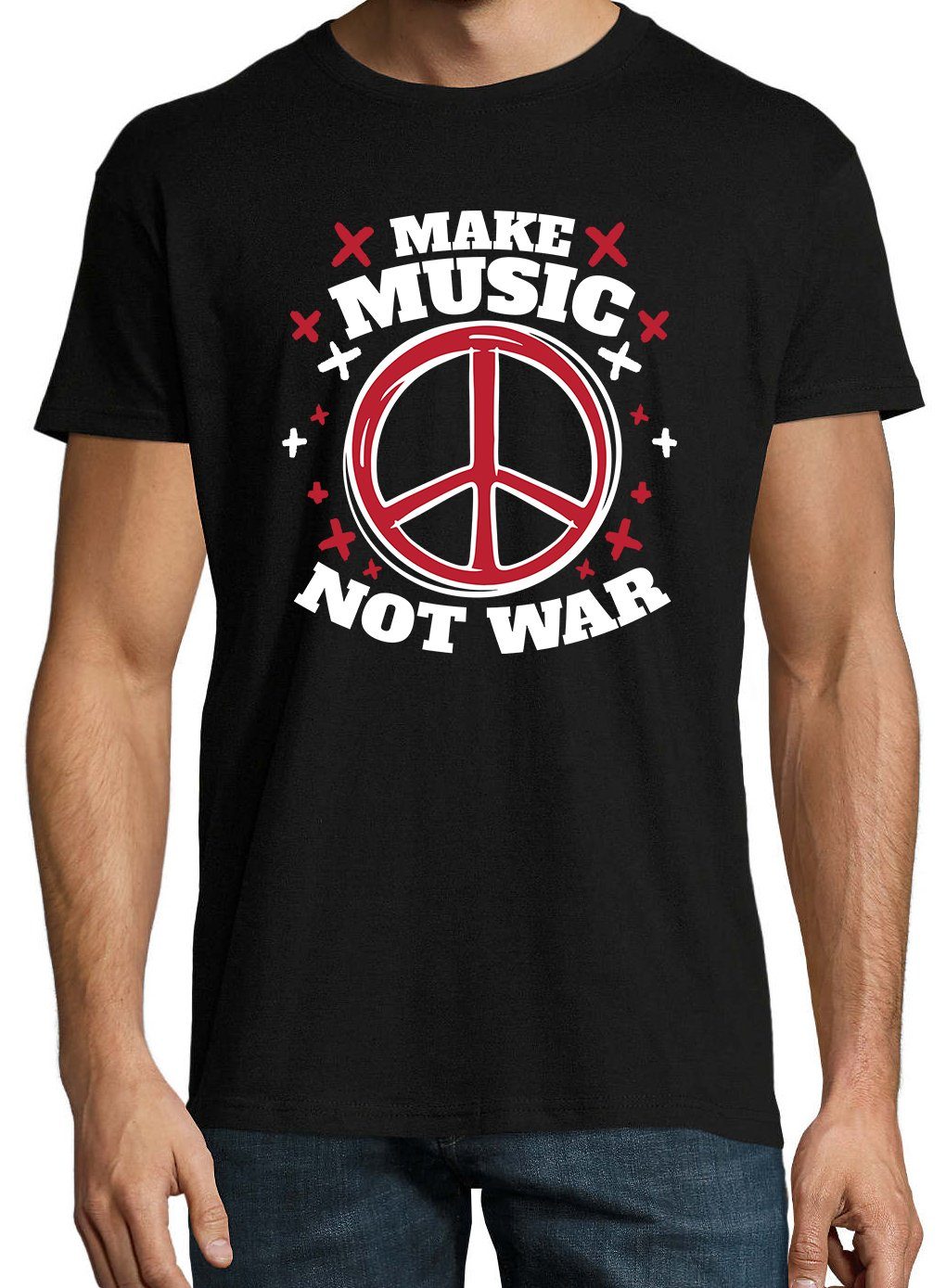 Not trendigem Herren Schwarz mit "Make Youth T-Shirt War" Shirt Music Frontprint Designz