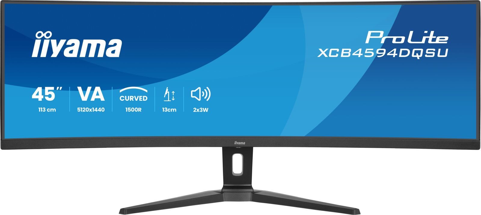 Iiyama XCB4594DQSU-B1, 111,8 cm (44 Zoll), 5120 x 1440 Pixel, Dual QHD, LE... TFT-Monitor (5120 x 1440 px, Dual QHD, 2 ms Reaktionszeit, 75 Hz, VA, Curved, Adaptive-Sync, Lautsprecher, HDCP, Höhenverstellbar)