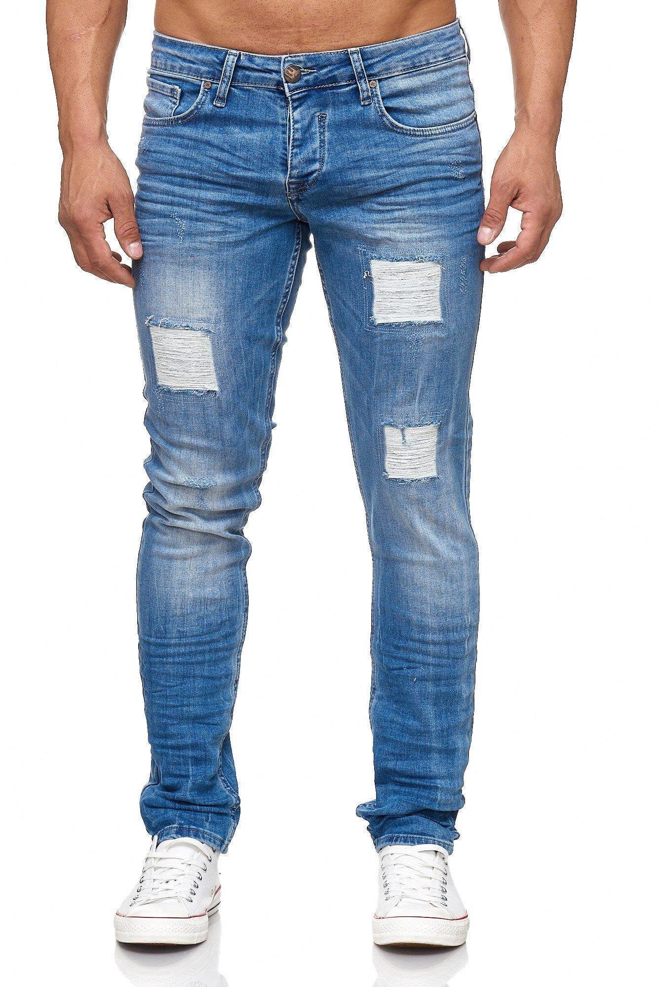 Straight-Jeans im blau Tazzio 17505 Destroyed-Look