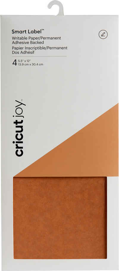 Cricut Kraftpapier Joy Selbstklebendes Kraftpapier, Smart Labels - Brown, 13,9 cm x 30,4 cm, 4 Blatt