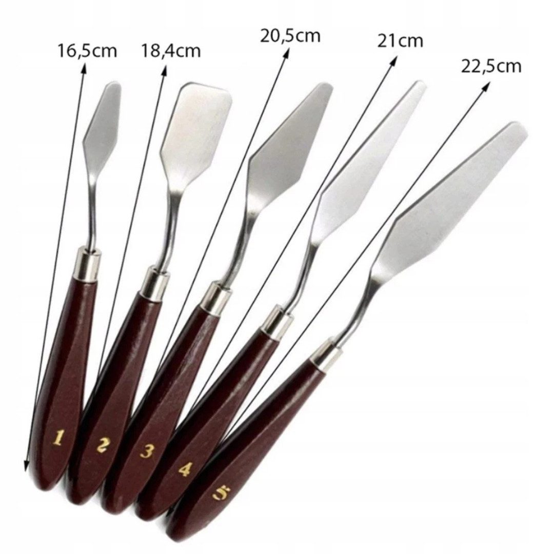VERK GROUP Malerspachtel Malmesser Malspachtel 5tlg. Farbspachtel Acryl Malerei Künstler Set (5-St., 5-teiliges Malmesser-/Malspachtel-Set) verschiedene Formen  – Bild 4 von 5