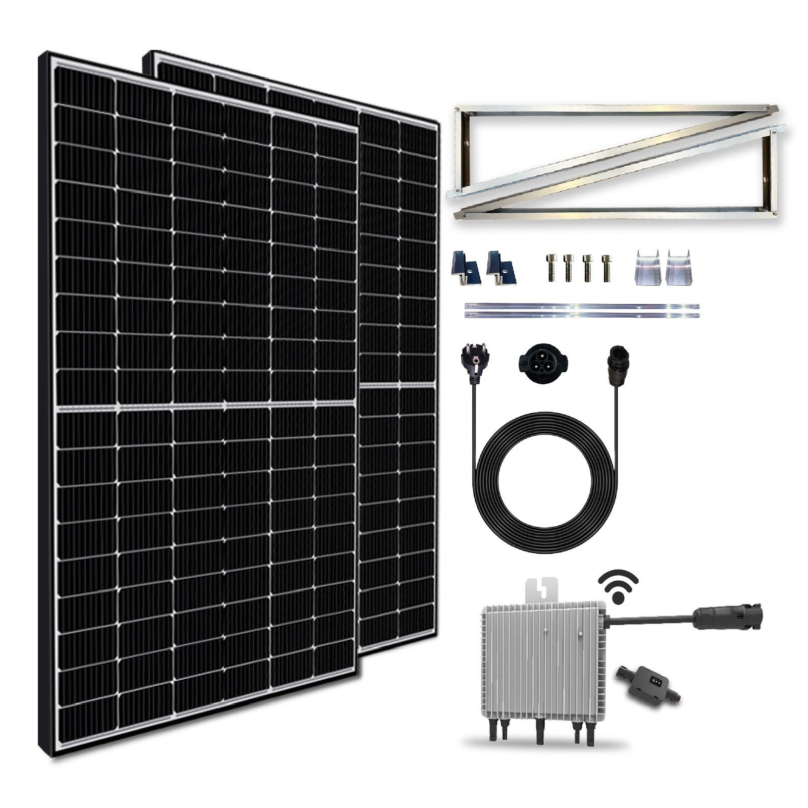 EPP.Solar Solaranlage 830W Balkonkraftwerk Aufständerung Deye Ost-West Neu Komplettset mit PV-Montage, Relais WIFI Wechselrichter Generation 800W