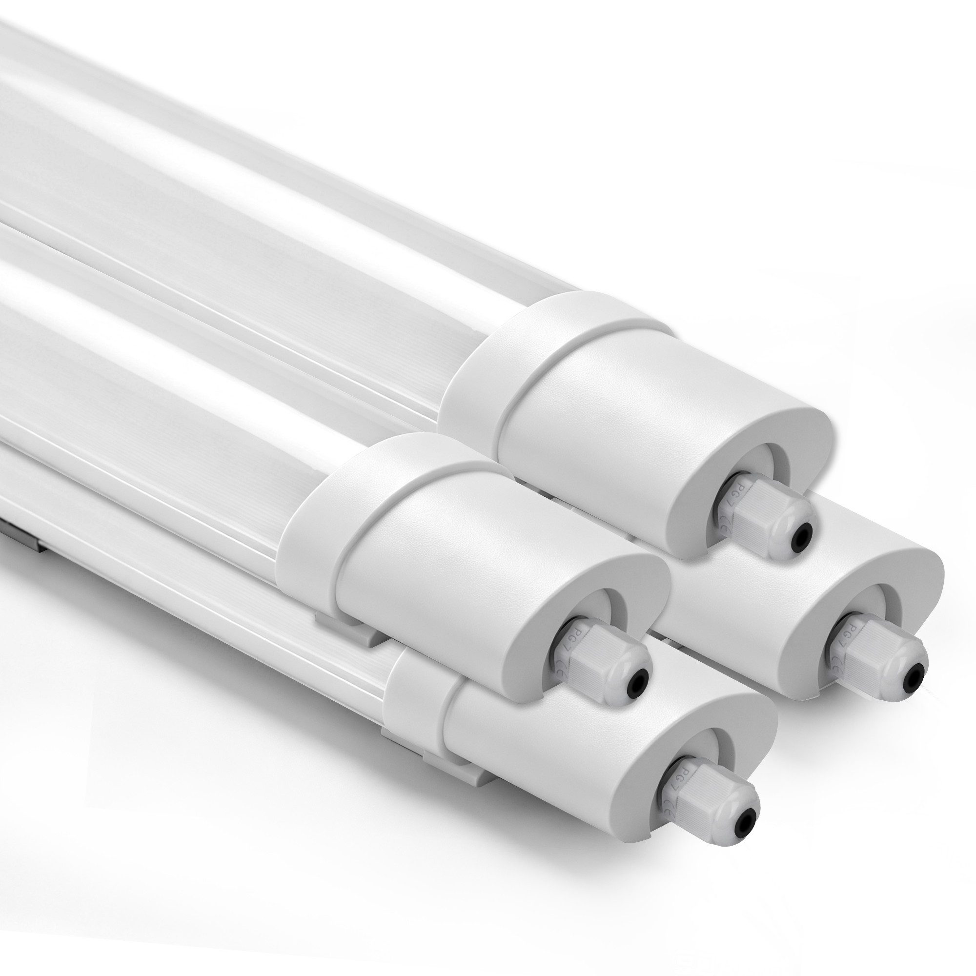 Lujasi LED Deckenleuchte 4er Pack LED Feuchtraumleuchte 90cm 24W - Feuchtraum Wannenleuchte, flimmerfrei, LED fest integriert, Neutralweiß, LED Röhre für Kellerlampe, Werkstattlampe, Küchenlampe, Badlampe