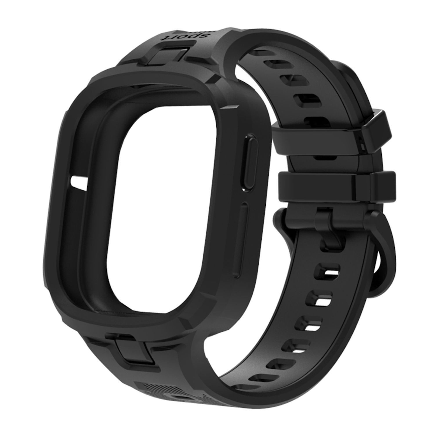 Wigento Smartwatch-Armband Für Honor Watch 4 Design TPU Arm Band mit integriertem Gehäuse Schwarz, Flexibles TPU-Material, integriertes Design