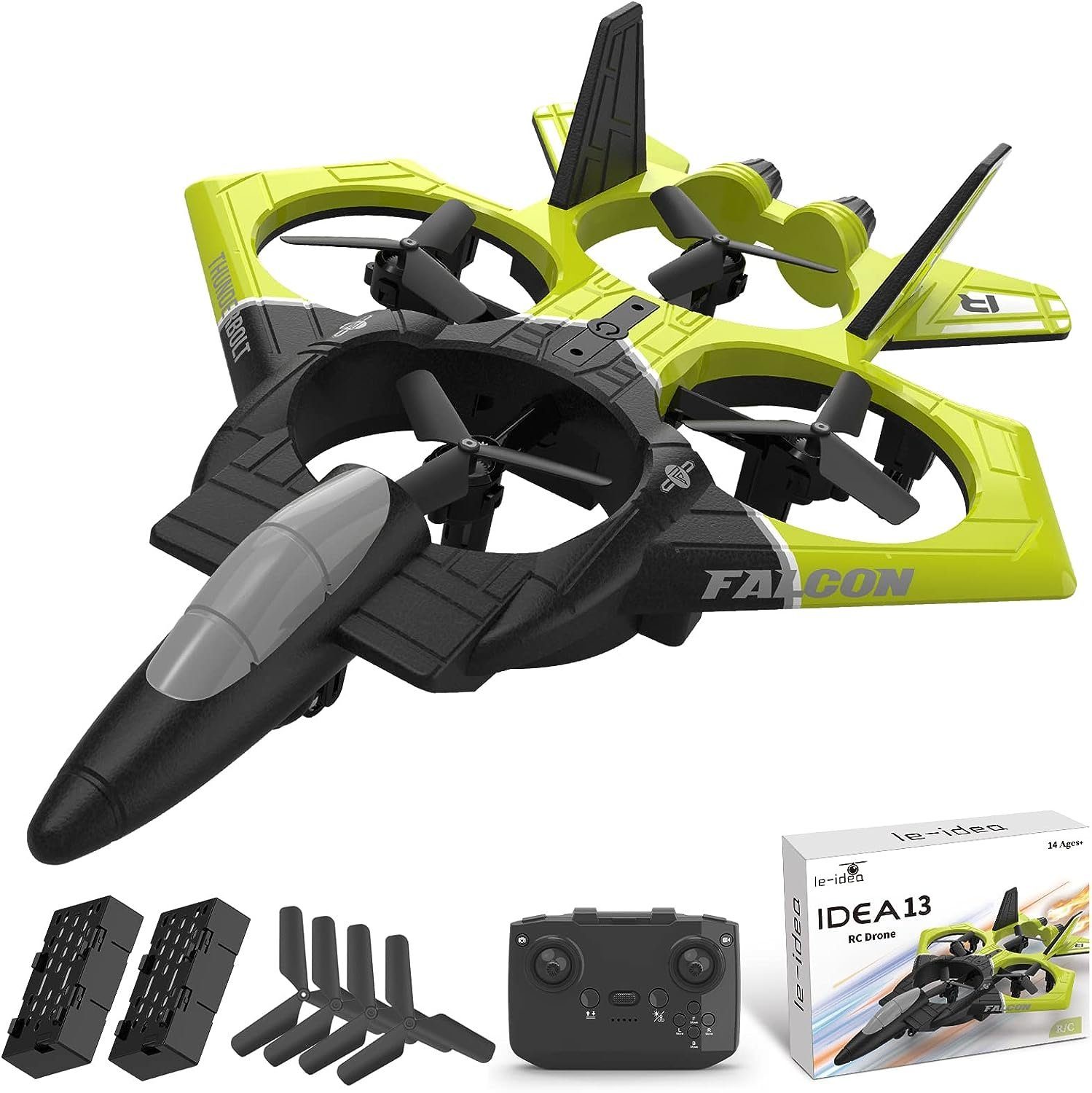 le-idea Drohne (Stunt Fighter Quadcopter, 360° Flip, 2 Batterien, Kinder/Anfänger)