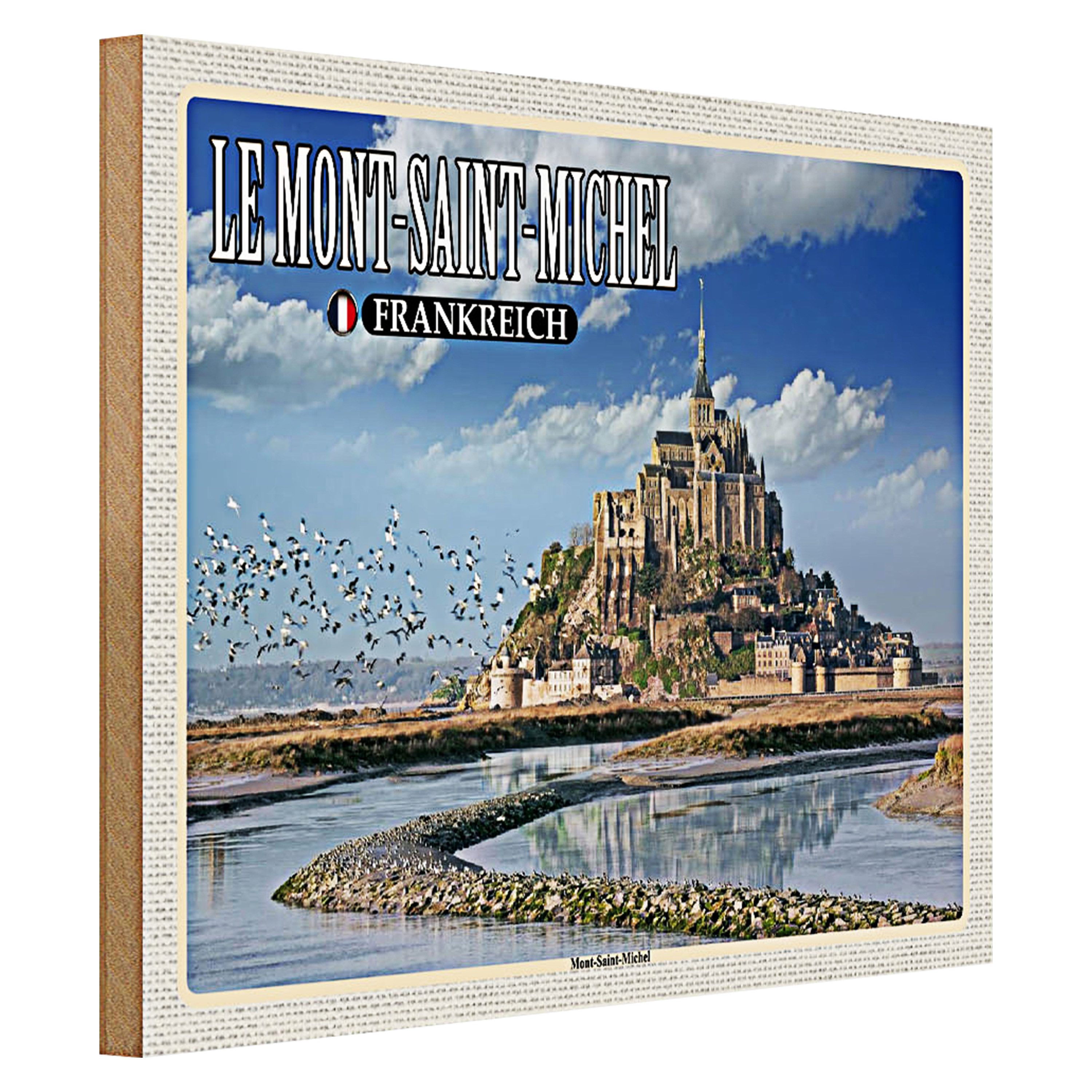 Roomando Holzbild Reise 40x30cm Le Mont-Saint-Michel Frankreich