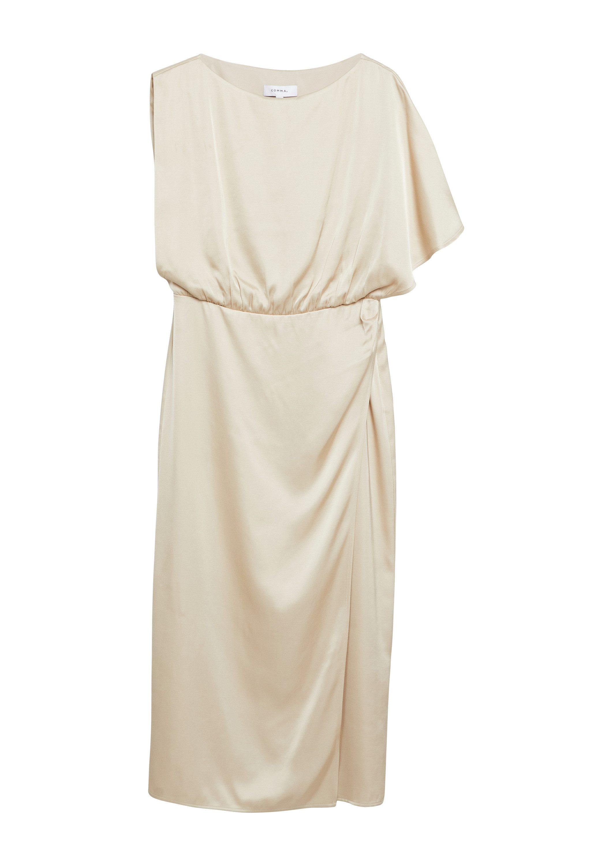 comma Midikleid Kleid Asymmetrisches Satinkleid mit Drapierung