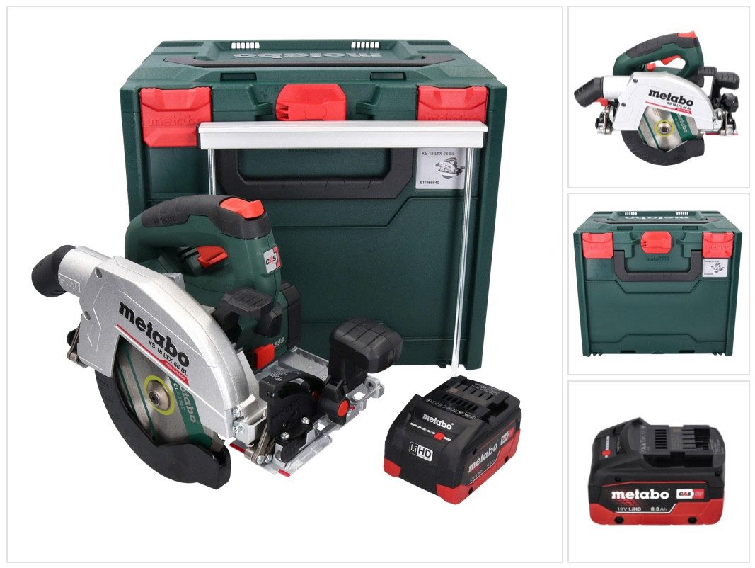 metabo Akku-Handkreissäge KS 18 LTX 66 BL 18 V 165 mm + 1x Akku 8,0 Ah + metaBOX