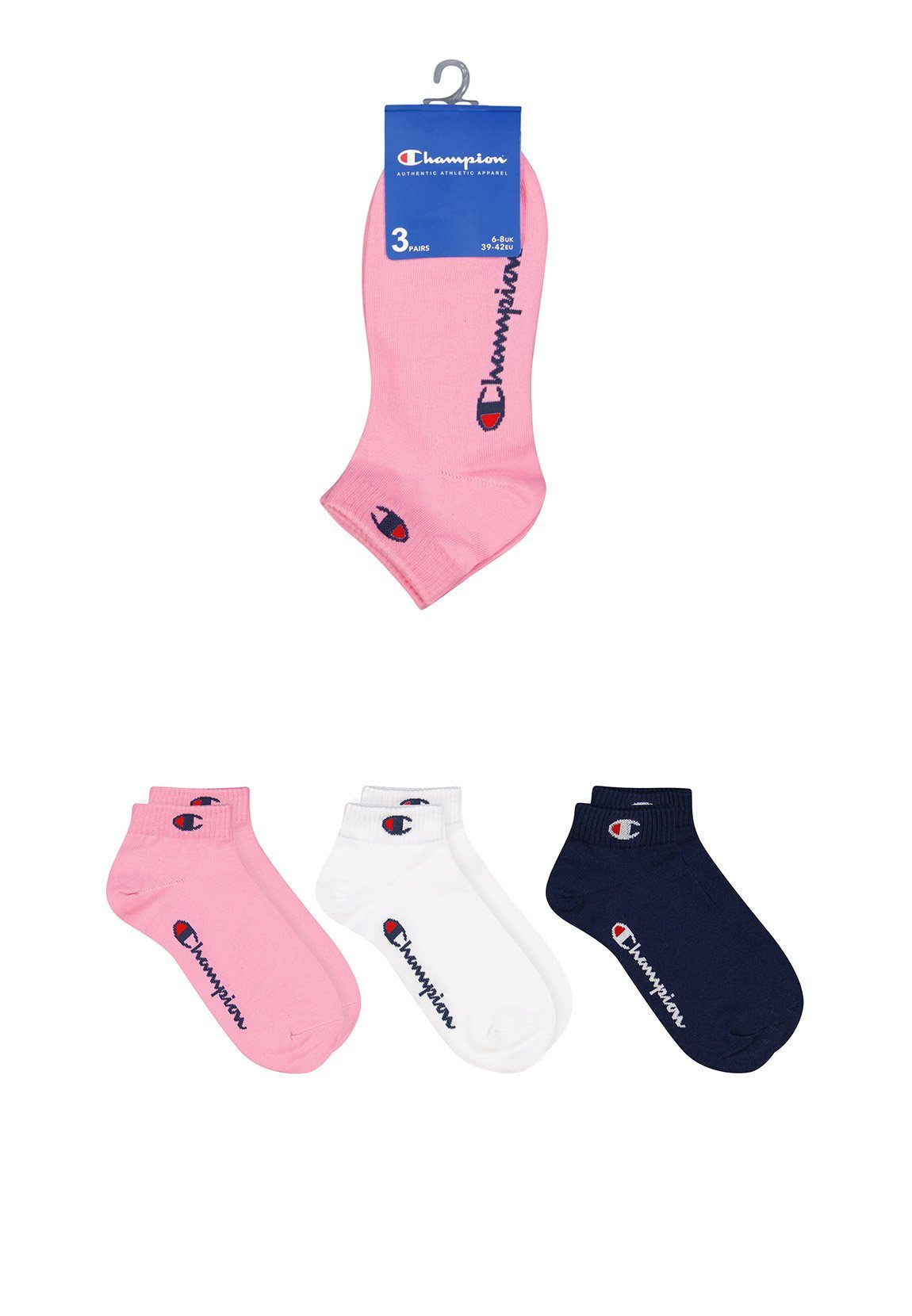 Champion Füßlinge Champion Носки 3-Pack U24559 PS009 FUP WHT NNY Rosa Weiß Dunkelblau