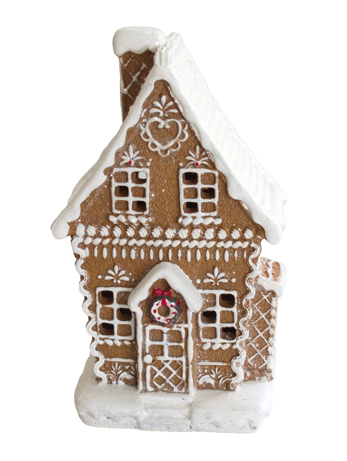 Kaufhaus le petit Dekofigur Deko Haus Lebkuchenhaus Lichthaus Leuchthaus Weihnachtshaus Kirche, Weihnachtsfigur Winterhaus aus Polyresin (Kunststein)