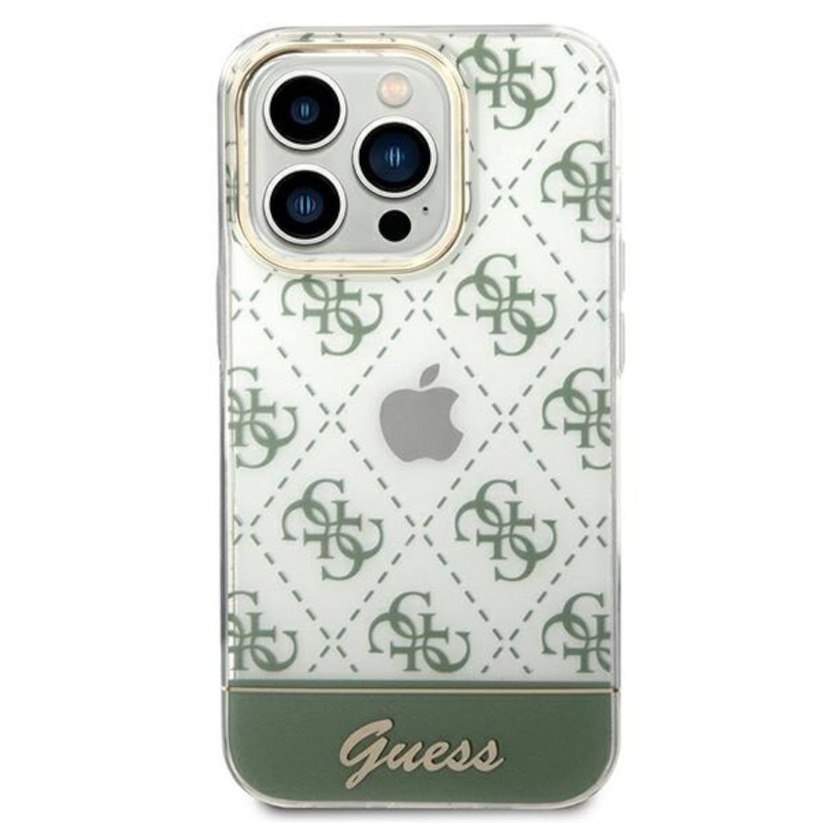 Guess Handyhülle Guess 4G Pattern Script Collection Hardcase Hülle Cover für Apple iPhone 14 Pro Max Khaki