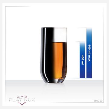PLATINUX Glas Schwarze Trinkgläser, Glas, 360ml (max. 440ml) Wassergläser Saftgläser Longdrinkgläser