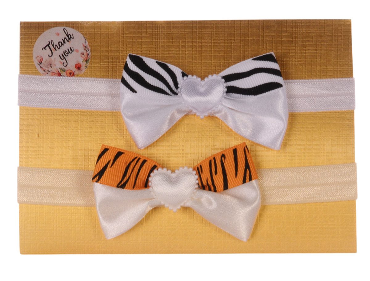 La Bortini Stirnband Kopfbänder 2er Pack Schleifen Haarschleifen für Babys und Kinder elastisch, weiß, Kopfschmuck, Haarschmuck ab 0Mon, von 34 bis 55cm
