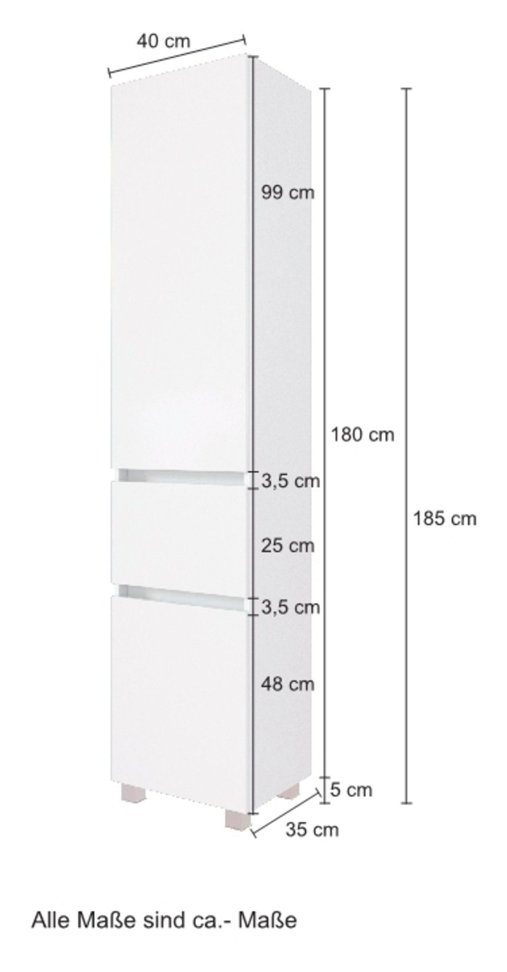 HELD MÖBEL Hochschrank Seitenschrank Baabe 40 cm graphit/matt grau