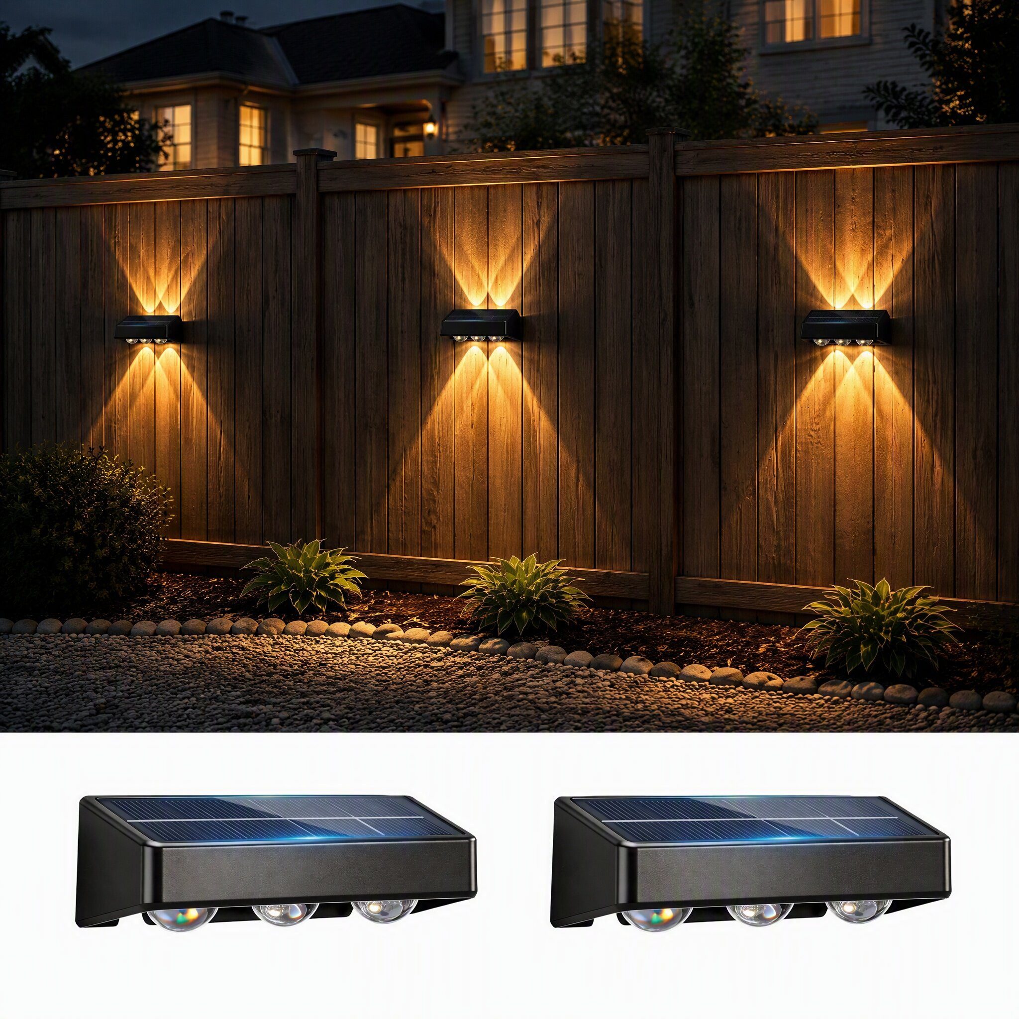oyajia LED Außen-Wandleuchte 2/4 st Solar Wandleuchte Aussen, RGB Einstellbar Solarlampen für Außen, LED fest integriert, RGB, RGB 9 Farben Solarleuchte für Zaun Wand Terrasse Garten Balkon Deko