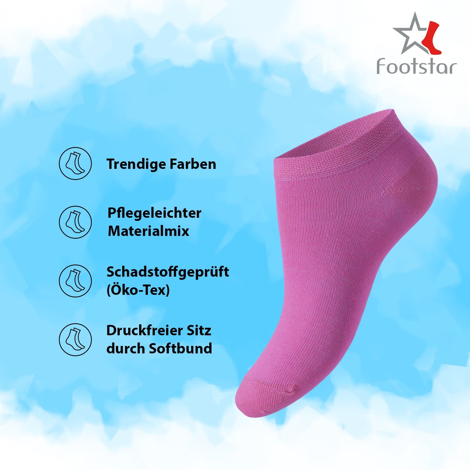 Footstar Sneakersocken EVERYDAY! Kinder Sneaker Socken (10 Paar) Kurze Socken für Kids (10-Paar) – Bild 2 von 3