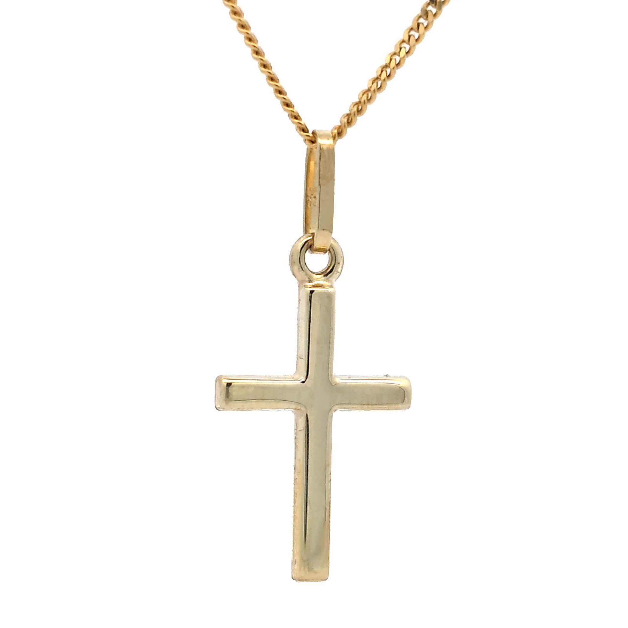 HOPLO Kreuzanhänger Anhänger Kreuz 585 Gold mit massiver Goldkette 1,1 mm, Made in Germany