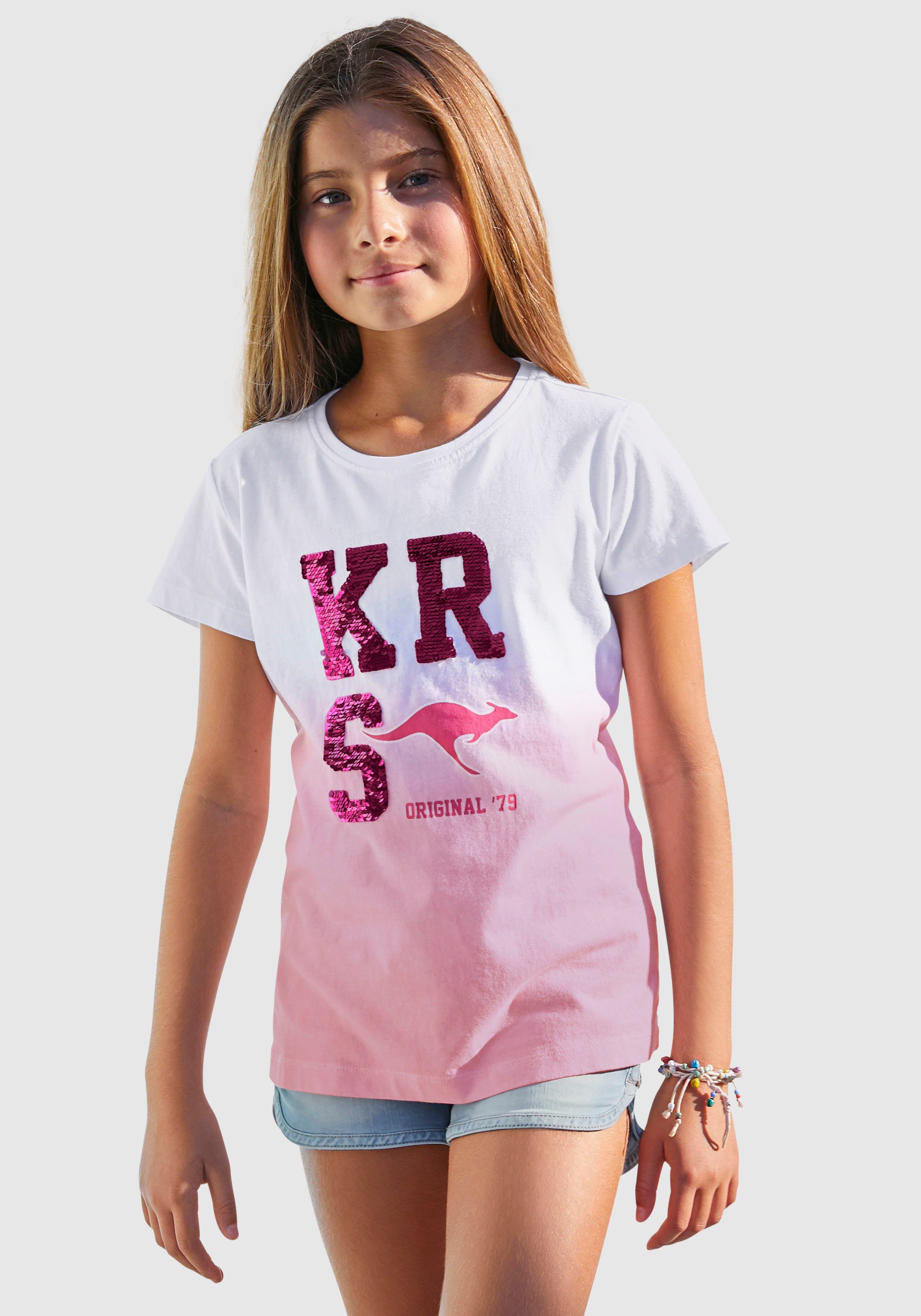 Farbverlauf Wendepailletten Im mit T-Shirt KangaROOS
