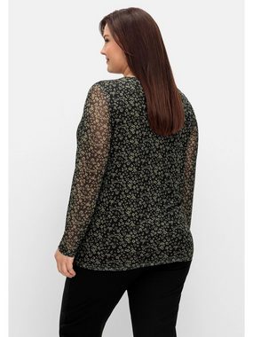 Sheego Langarmshirt Große Größen aus Mesh, mit Blüten-Minimalprint