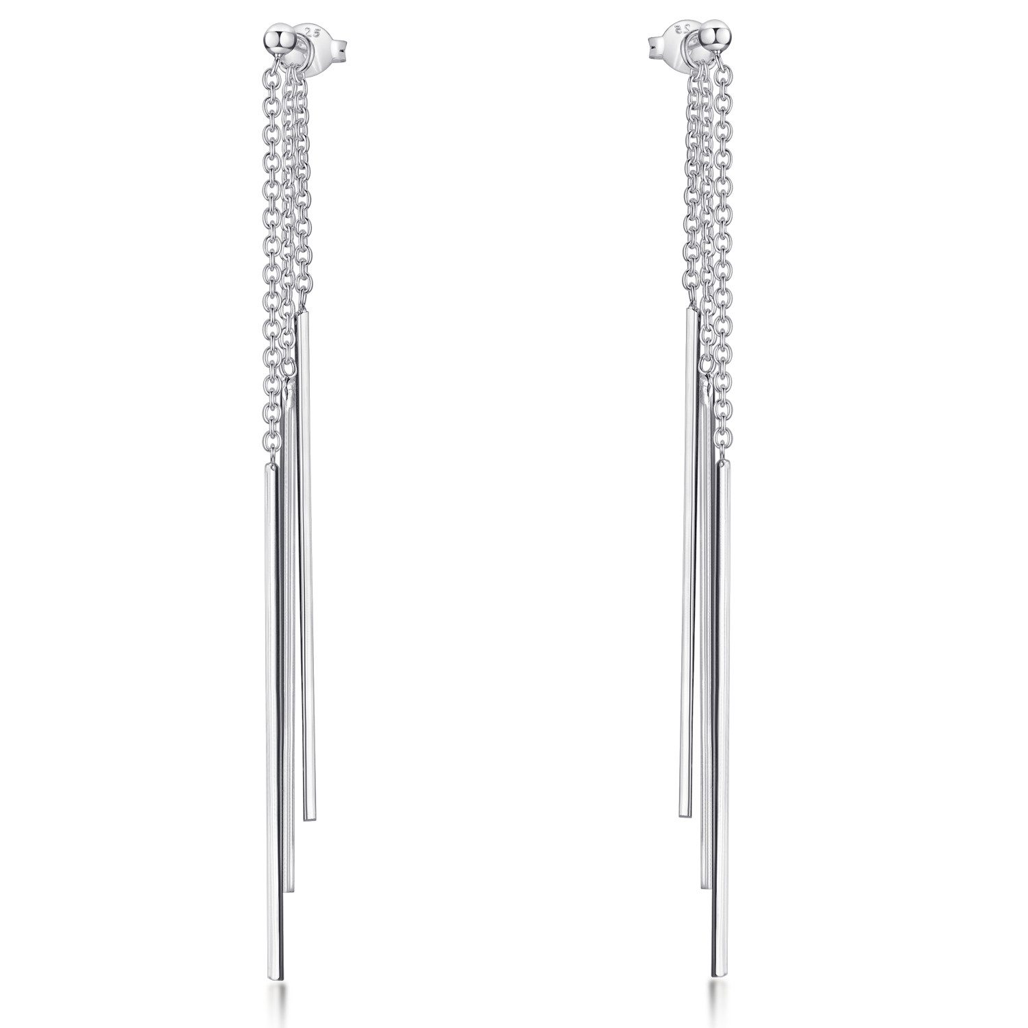 Materia Paar Ohrhänger Damen Ohrringe lang Stäbe SO-40-Silber, 925 Sterling Silber, hochglanz
