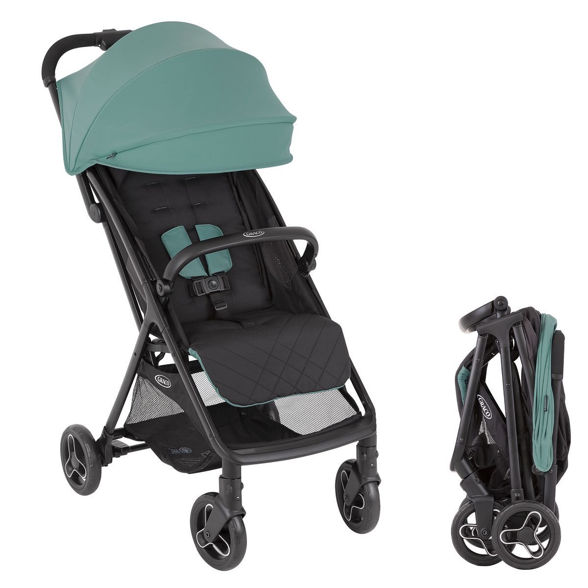 Graco Sportbuggy Myavo - Mint, Sportwagen Reisebuggy bis 22 kg mit Liegefunktion & Regenschutz 5,8 kg