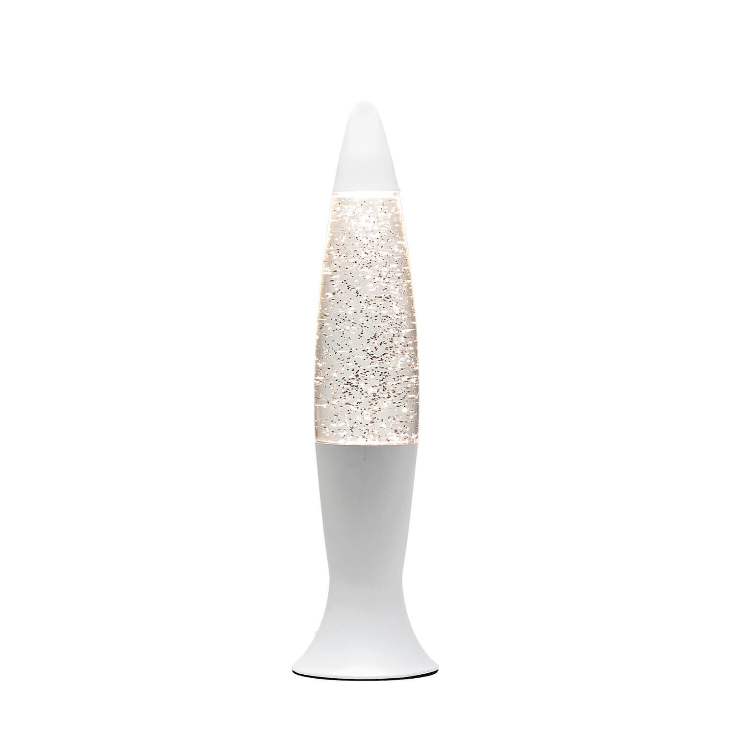 Stimmungsleuchte elegantes Partylicht Glitter Weiß Lavalampe Tischlampe Licht-Erlebnisse ANGELINA, Silber