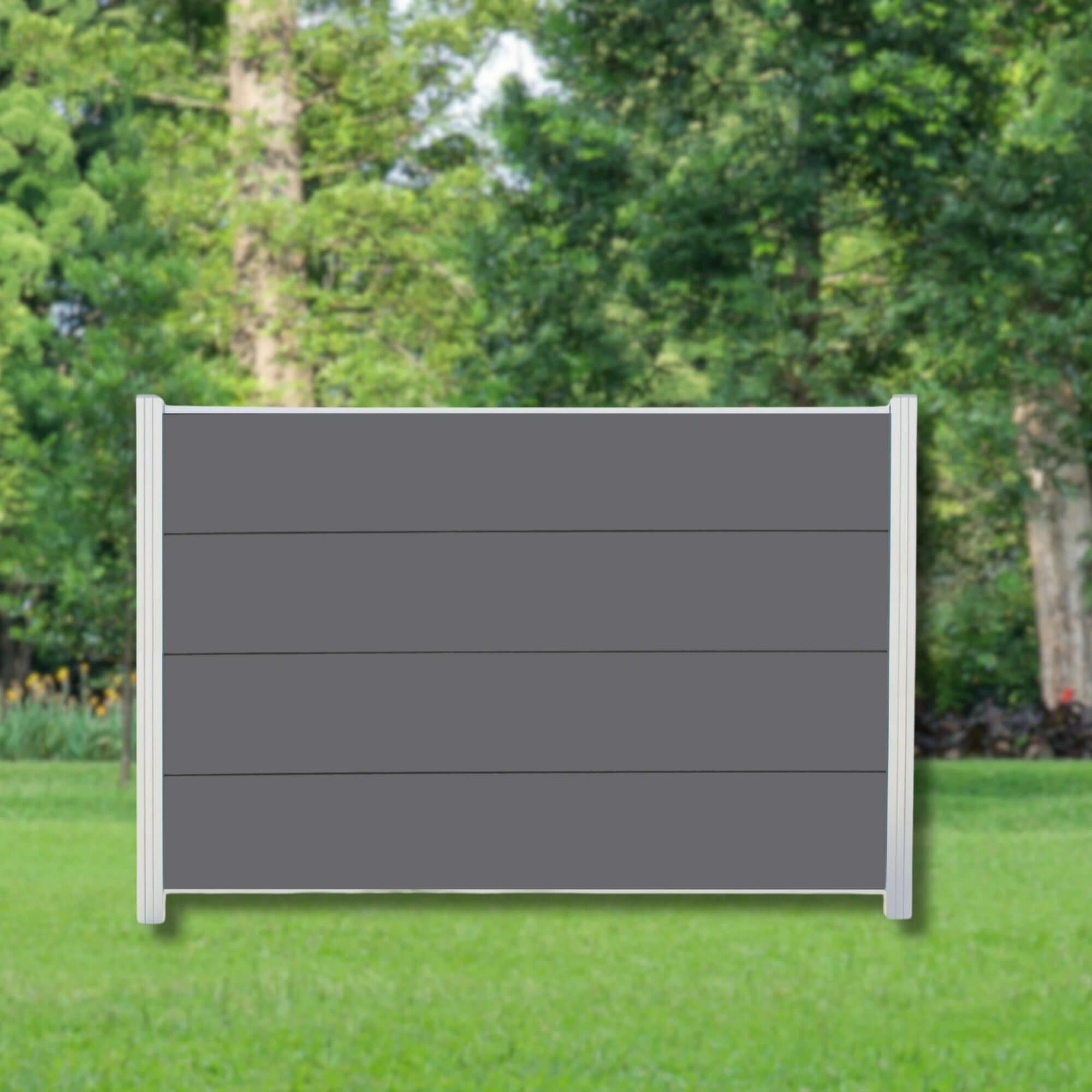 WPC Profi Zaun XL Jumbo Komplettset Sichtschutzzaun Alupfosten Anthrazit 180x120 cm, (Komplettset, mit Start- und Abschlussleisten, Pfosten und Zubehör)