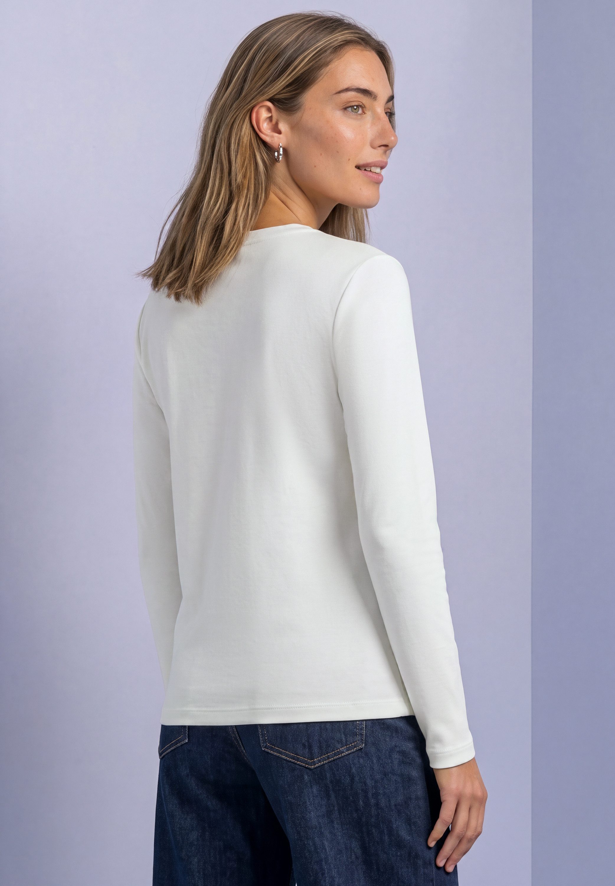 STREET ONE Langarmshirt mit U-Boot-Ausschnitt und Modal
