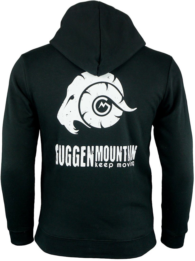 GUGGEN Mountain Hoodie Kapuzenpullover Hoodie Pullover mit Kapuze und Fleece HW02 Schwarz-MIT-Logo