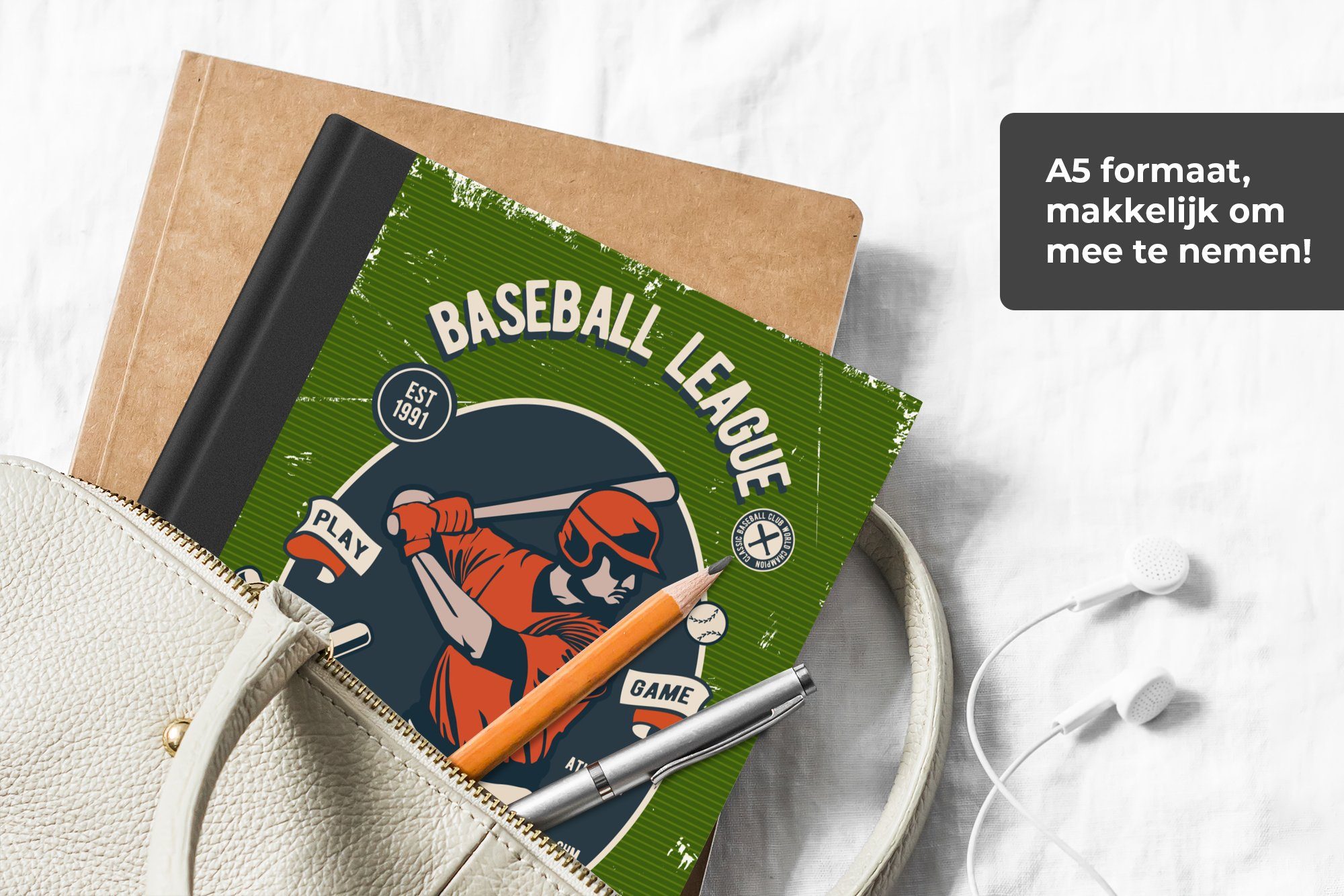 - Baseball - Tagebuch, Seiten, MuchoWow Vintage, A5, Notizheft, 98 Notizbuch Journal, Merkzettel, Schläger Haushaltsbuch