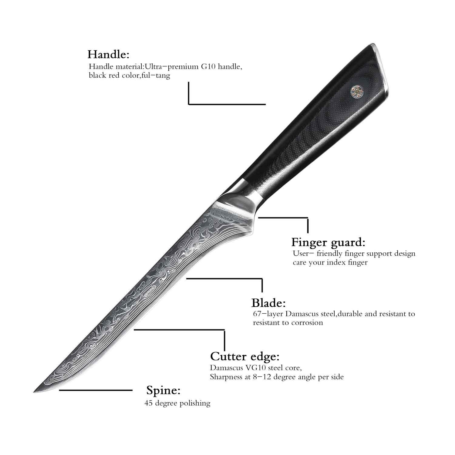 Boning Ausbeinmesser top Damaststahl Ausbeinmesser ausbalanciert aus Muxel Knife Stylisch