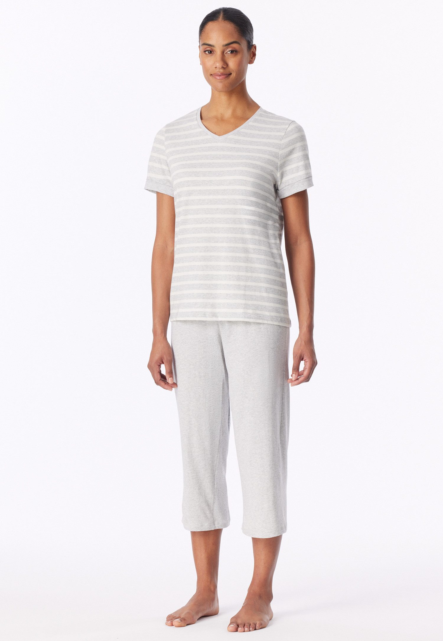 Schiesser Schlafanzug Casual Essentials (2tlg) mit modisch umgeschlagenen Ärmeln