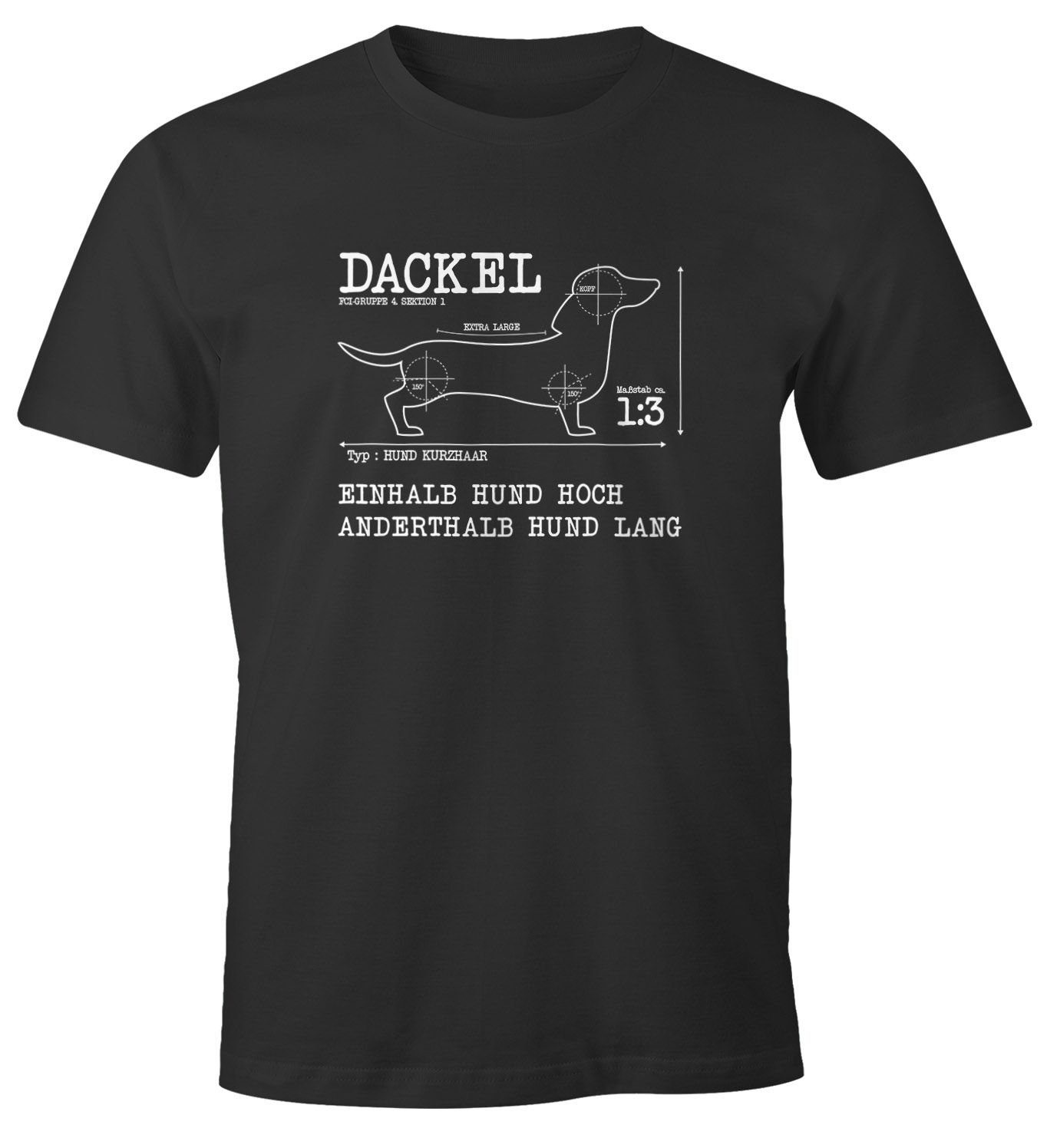 MoonWorks Print-Shirt Herren T-Shirt Motiv Gassi Hunde Dackel Print mit lustiges Shirt Moonworks®