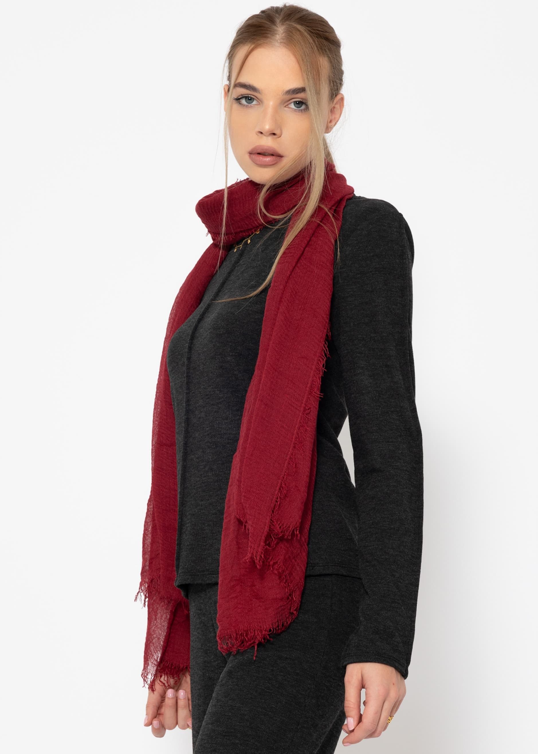 SASSYCLASSY Schal Musselin Schal für Damen, Weicher Schal aus Viskose mit ausgefransten Enden – Bild 4 von 5
