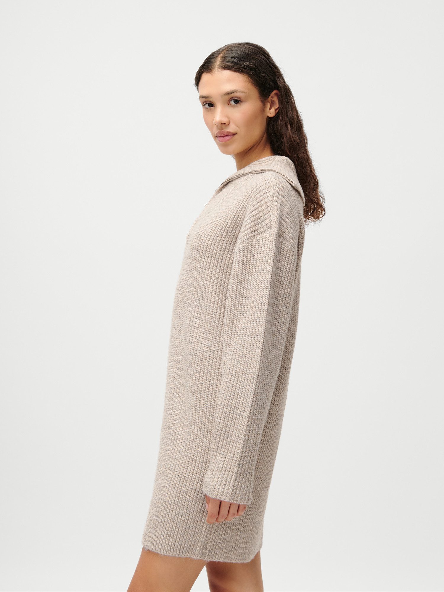 LeGer Strickkleid Noelia, LeGer by Lena Gercke Stehkragen mit Reißverschluss, Grobstrick