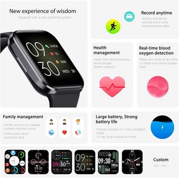 findtime Smartwatch (1,69 Zoll, Android, iOS), mit Herzfrequenz,Schrittzähler,Schlaf,Wasserdicht,IP68,Lange Ausdauer