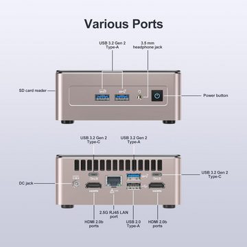 GEEKOM NUC A 5 (bis zu 4.4GHz) Mini-PC (AMD Ryzen 7, AMD Radeon Vega 8, 32 GB RAM, 512 GB HDD, mit WiFi 6, HDMI, BT 5.2 PC für Spiele und Büro)