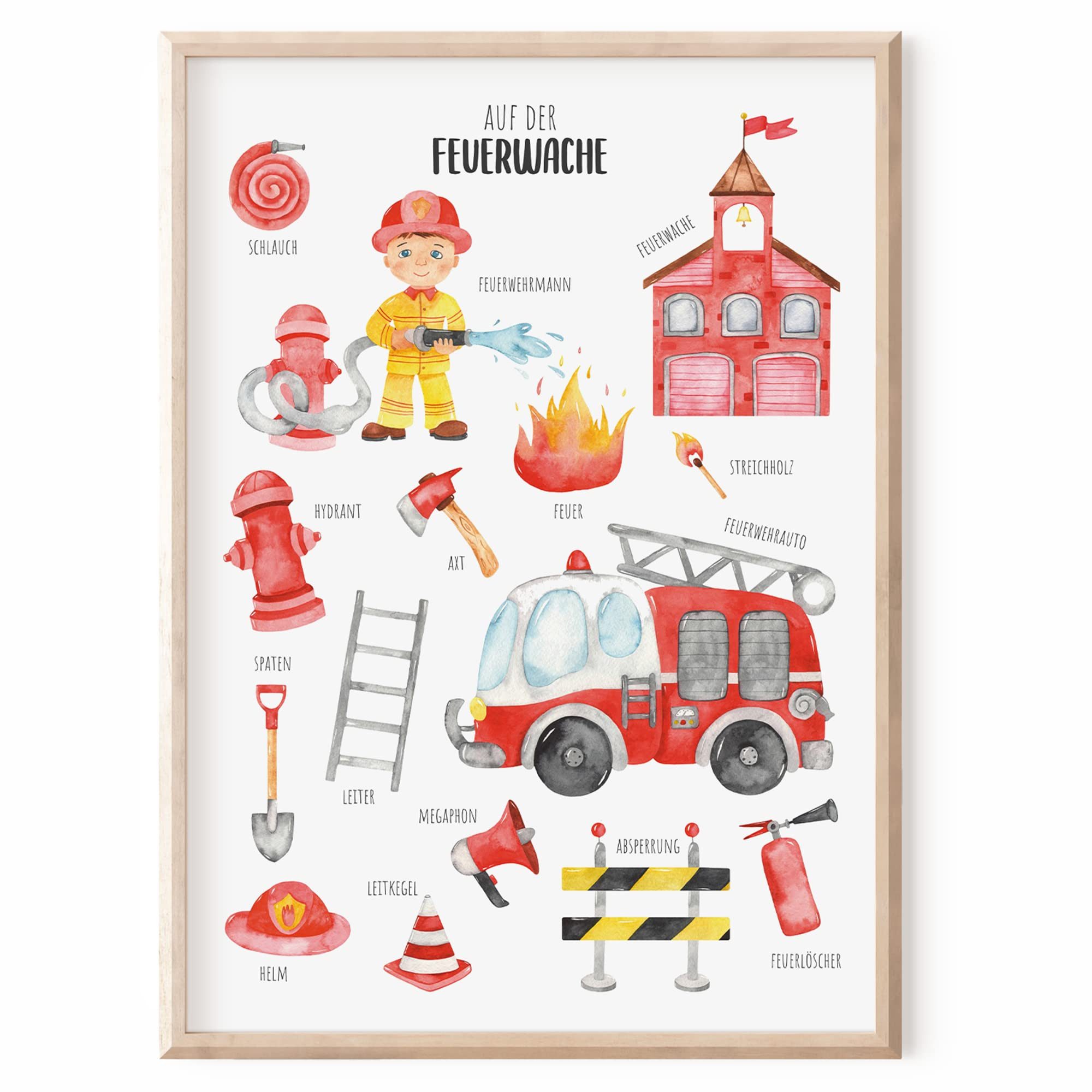 MeinBaby123® Poster Kinderzimmerposter,  Feuerwehr V1 günstig online kaufen
