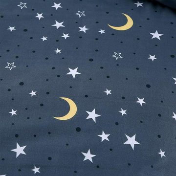 Betttuch Kinder Blauer Stern Mond Galaxis Bettlaken Spannbettlaken, Coonoor
