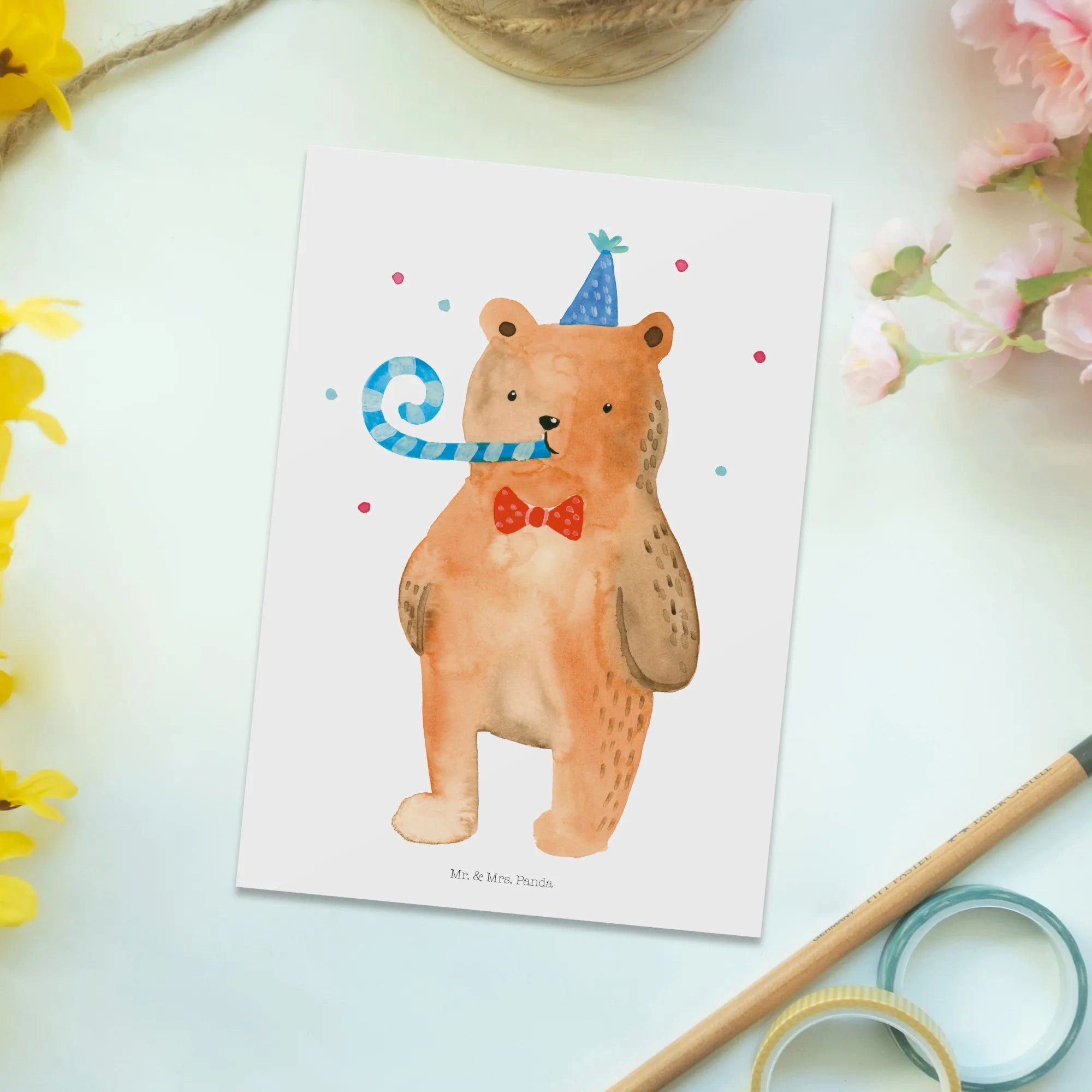 Thumbnail - Mr. & Mrs. Panda Postkarte Bär Geburtstag - Weiß - Geschenk, Ansichtskarte, Dankeskarte, Teddy, Charmantes Design