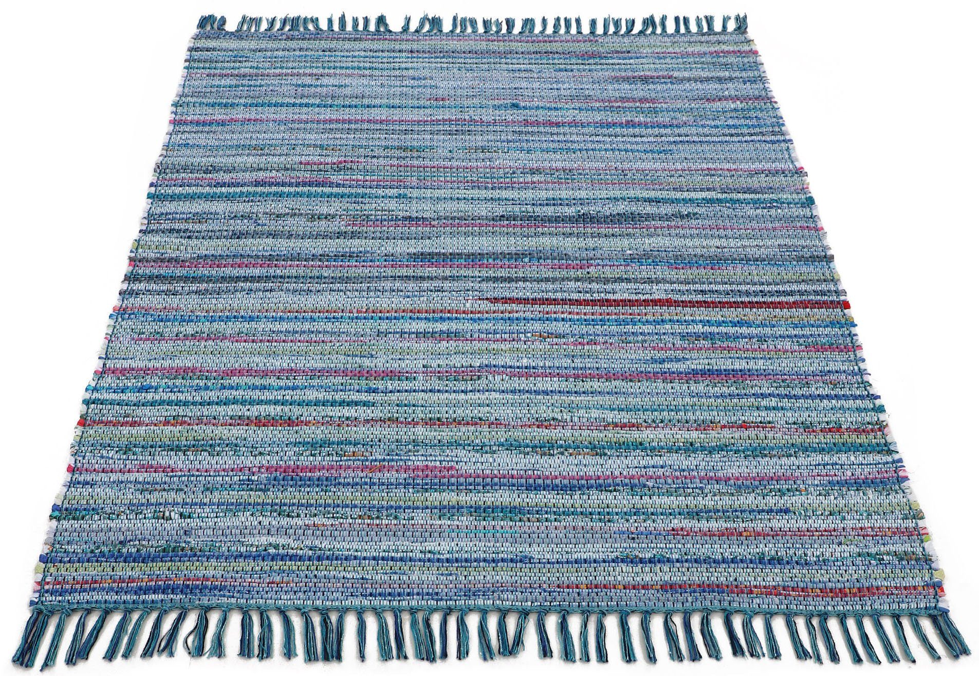 carpetfine Teppich Kelim Chindi, Wendeteppich, rechteckig, Höhe: 6 mm, handgewebt, Fleckerlteppich mit Fransen, auch vielen in Läufergrößen