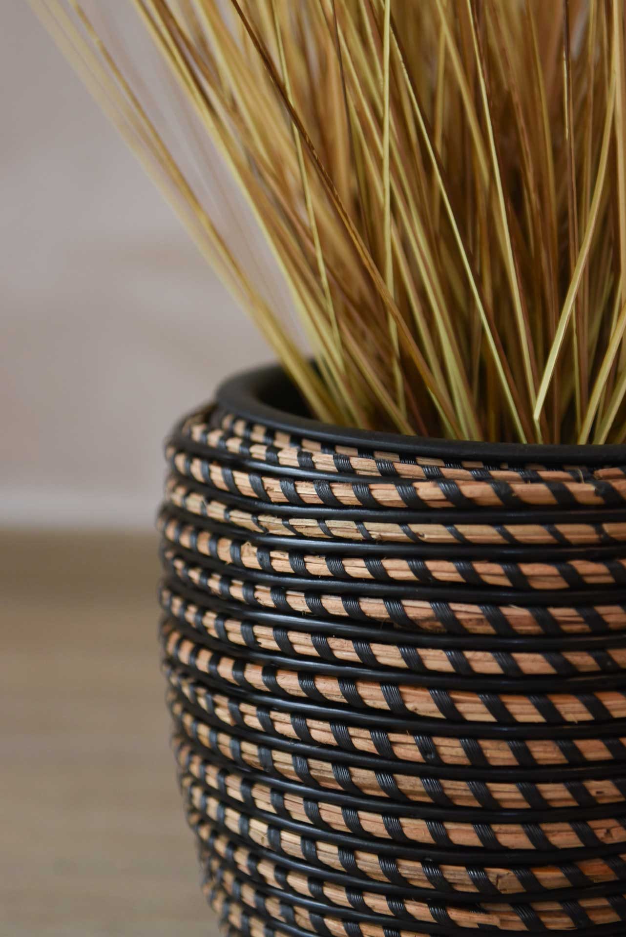 VIVANNO Blumentopf Rattan MASTELLO Rund - Umbra Geflochten (1 St), 24x24 cm