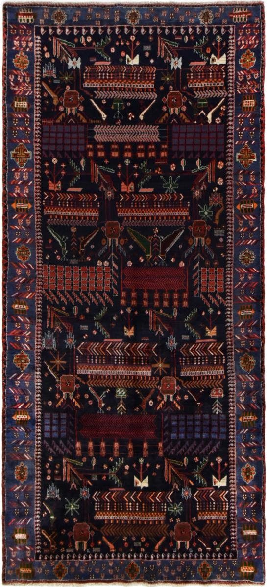 Orientteppich Shahsavan 167x383 Nain / Perserteppich, 12 mm Handgeknüpfter Trading, Höhe: Orientteppich rechteckig