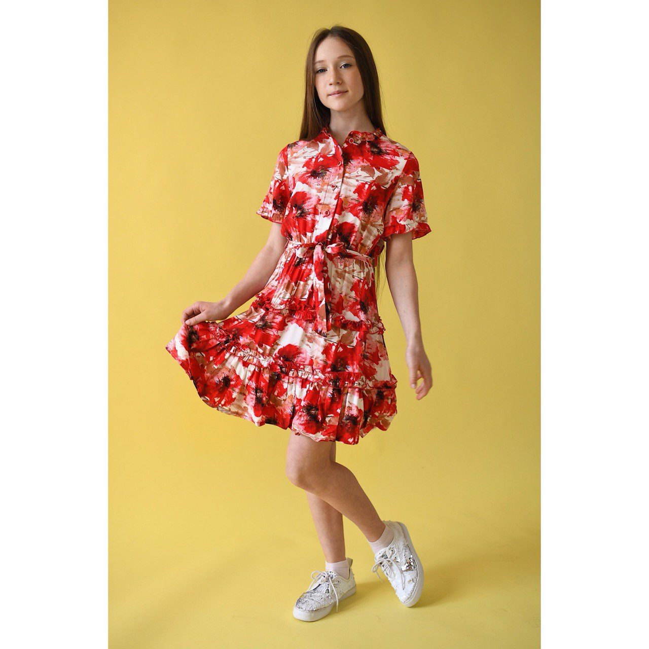 LEMONI Sommerkleid Mädchen Sommerkleid Mohnblumen aus Viskose