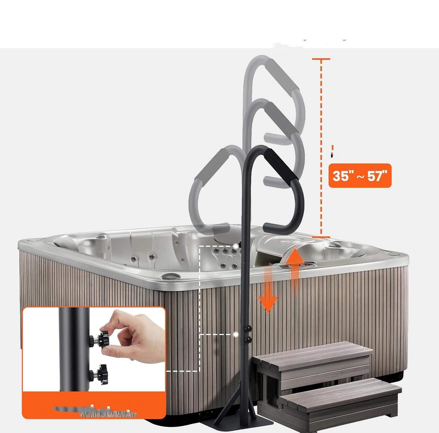 GarveeMore Pool-Haltegriff Hot Tub Handlauf, 360° Drehbarer Spa-Seitenhandlauf – Bild 5 von 5