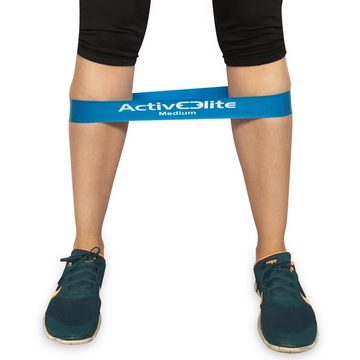 Activeelite Gymnastikband 4 verschiedene Fitnessbänder Trainingsbänder Gymnastikbänder Übungsbänder in einem Set (Leicht, Mittel, Schwer und EXTRA-Schwer) Aus 100% Naturlatex, mit Transportbeutel für die Bänder